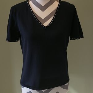 Norton McNaughton short sleeves black sweater.